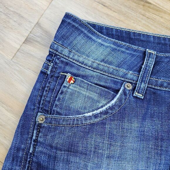 ☔️🔹️Hudson Blue Denim Raw Hem Buttoned Pocket Shorts Size 6/28 - Picture 9 of 12